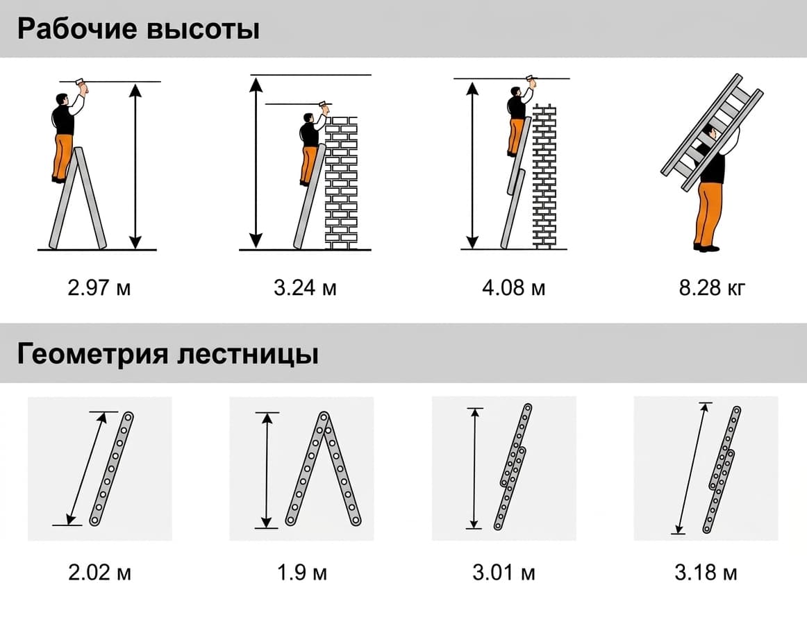 Двухсекционная лестница Эйфель Гранит 2x7
