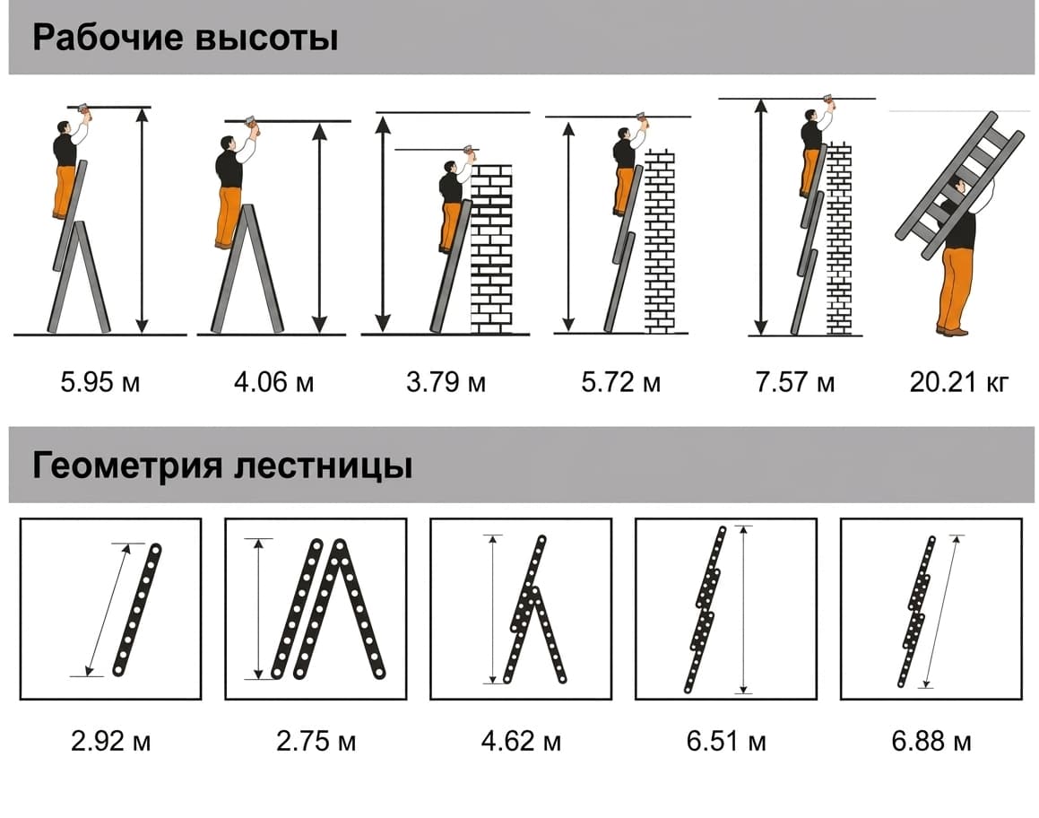Лестница трехсекционная универсальная Эйфель Ювелир 3x10