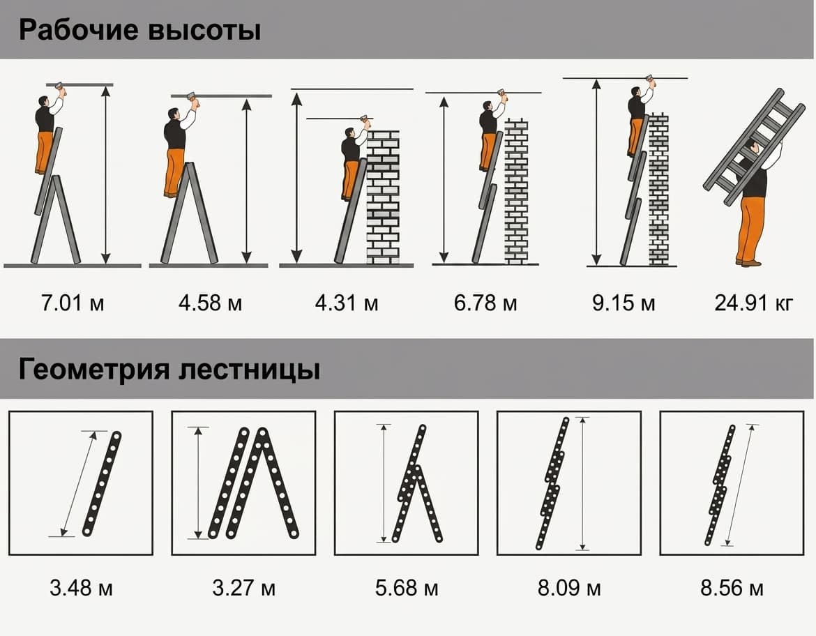 Лестница трехсекционная универсальная Эйфель Ювелир Плакат 3x10