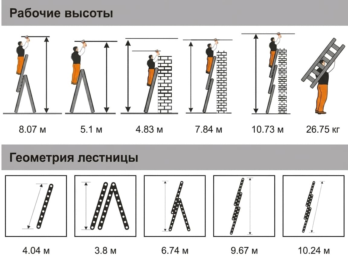 Трехсекционная лестница Эйфель Классик 3x14