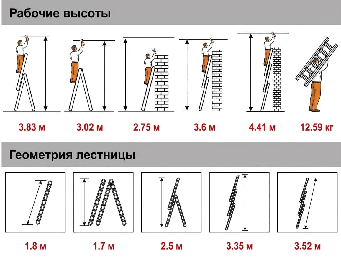 Трехсекционная лестница Эйфель Классик 3x6